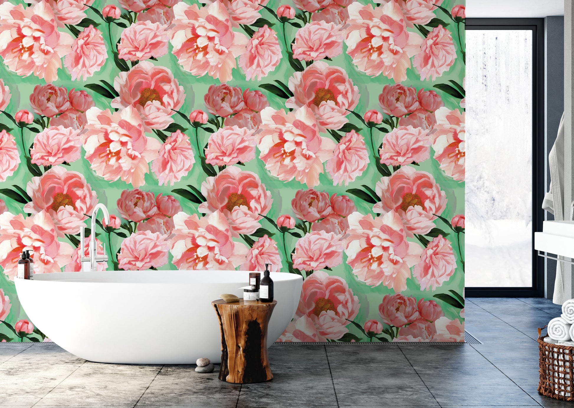 All of our wallpaper designs are now available as vinyl wallpapers for wet areas. All are printed to order here in Auckland, NZ.  130 cms in width and sold by the lineal metre.  450 gsm in weight