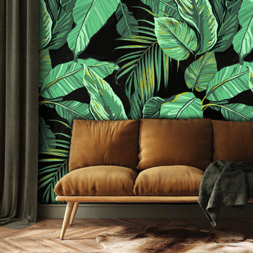 Leafy Greens (black) Mural